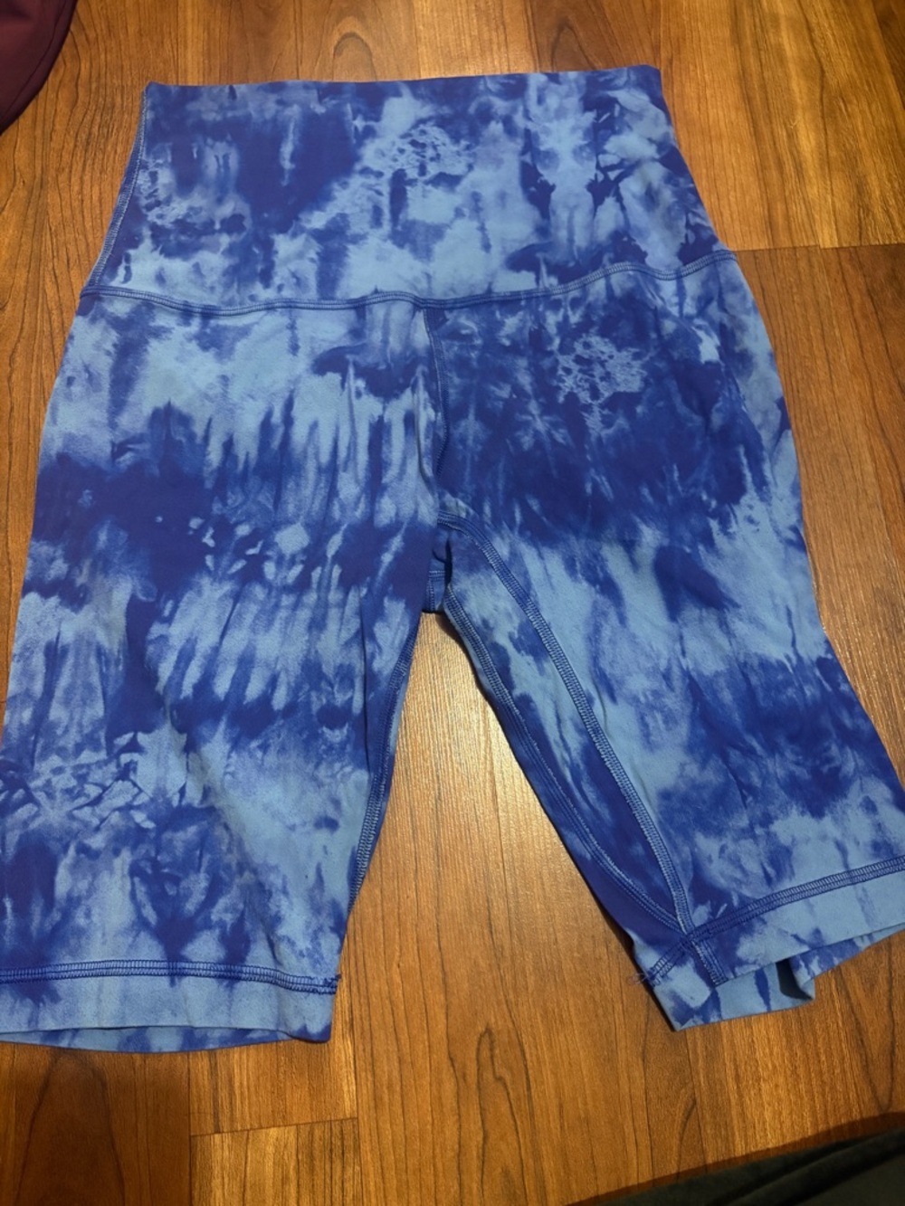 lululemon athletica Blue Tie-Dye High-Rise Bike Shorts